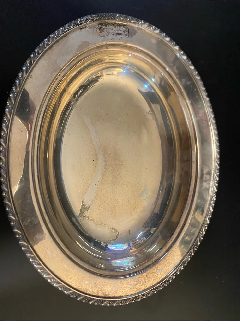 Silver-Tone Decorative Serving Bowl - Classic Oval Design